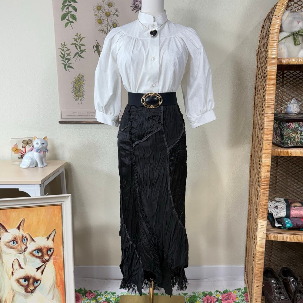 Vintage Floral Peasant Top Victorian Edwardian Vampire Dark Romantic Goth S M